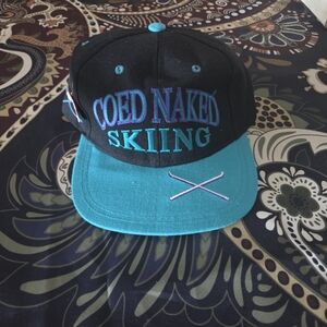 Black and Teal Cap with Purple Embroidery